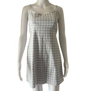 ⭐ Brandy Melville John Galt Colleen Mini Plaid Blue White Dress OS